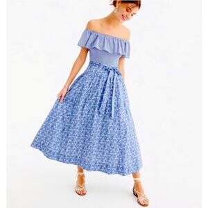 J. Crew Blue Floral Midi Skirt